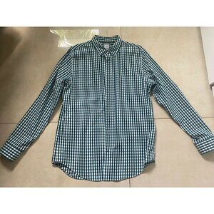 JCP Men’s Casual Green/White Plaid Button Down Shirt Size L